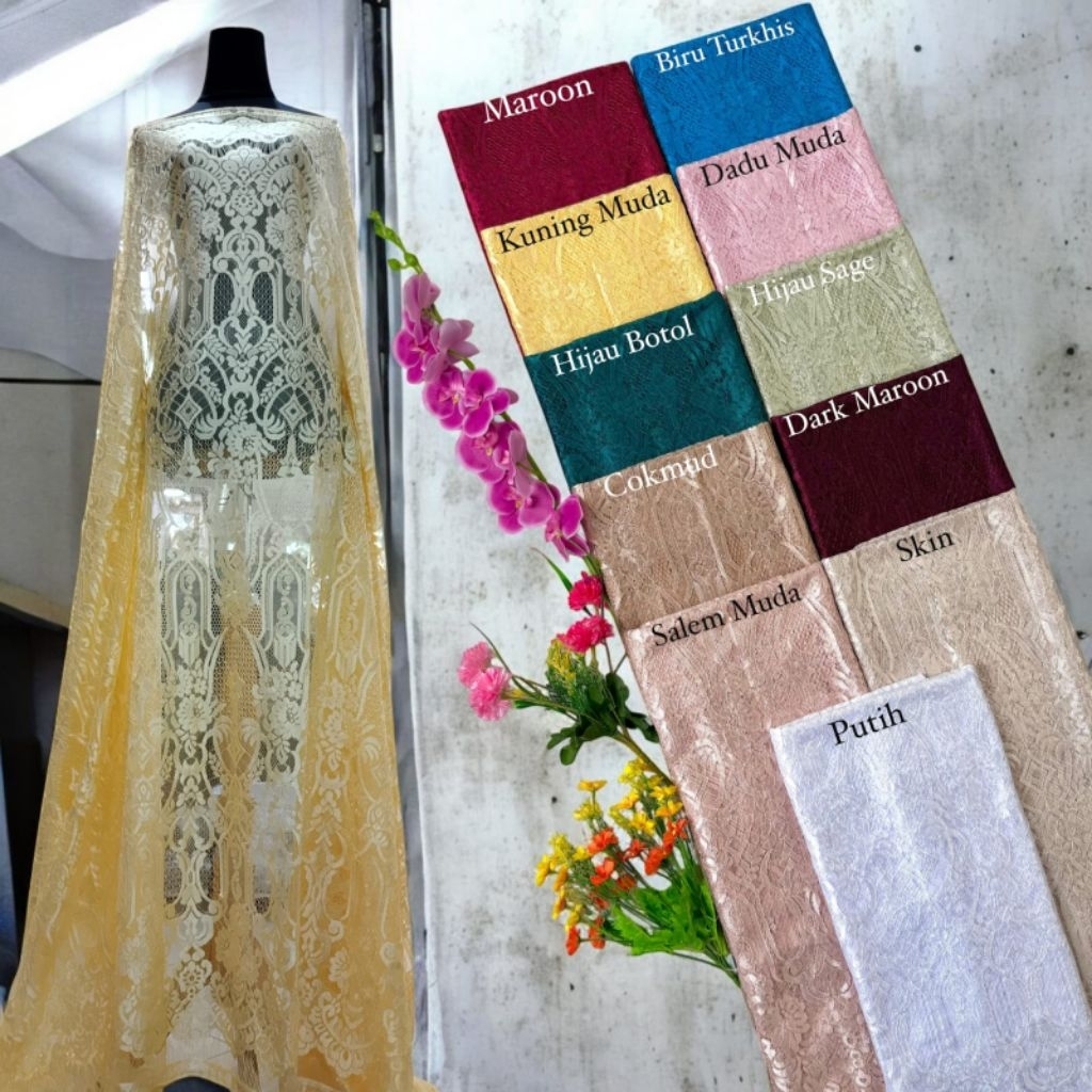 KAIN BRUKAT SEMI PRANCIS PANEL/BAHAN BROKAT POTONGAN SEMI FRANCE/BRUKAT SEMI PRANCIS.BISA INSTAN