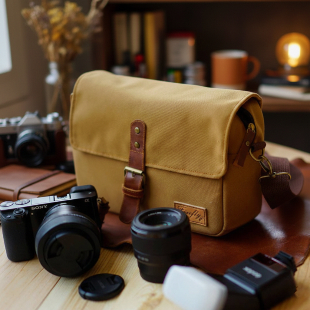 Tas Kamera Sling Bag Camera Mirrorless DSLR Kulit Firefly Skye Khaki