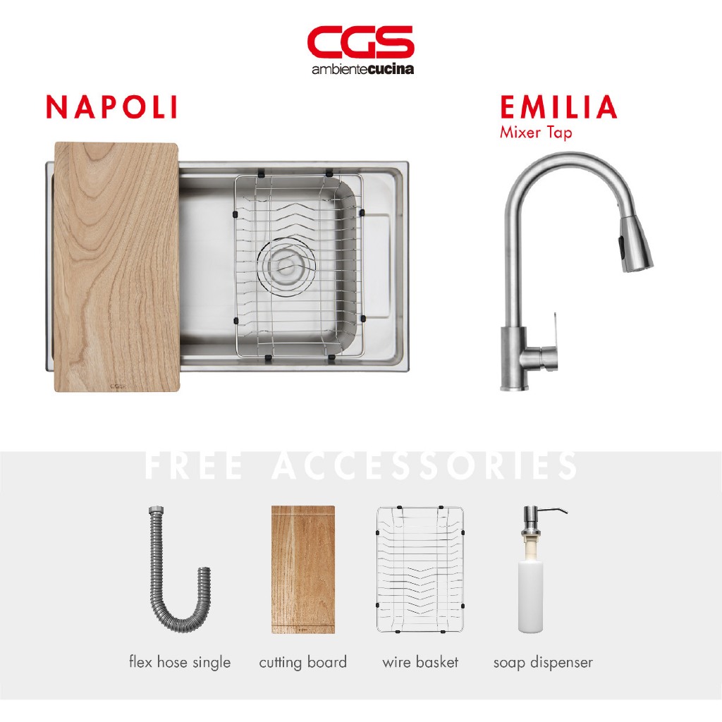 Promo Paket : CGS kitchen sink Napoli + Kran sink CGS Emilia