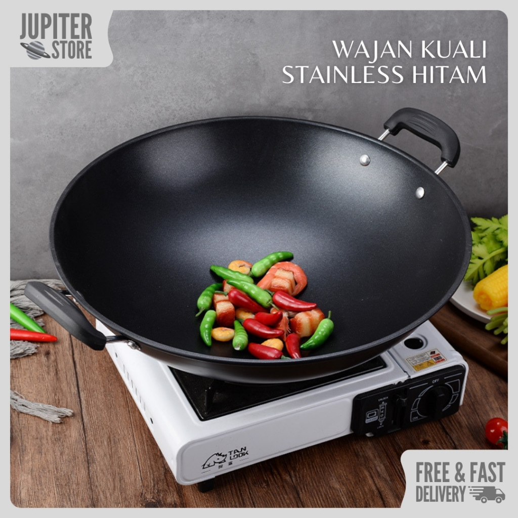 Wajan Penggorengan Anti Lengket Besi Hitam Serbaguna Wajan Besi Anti Lengket Multifungsi 219