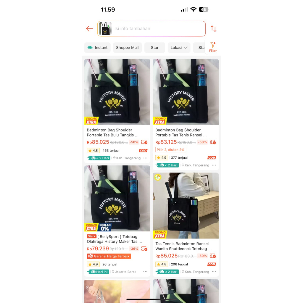 BUKAN PRELOVED TAS BADMINTON TOTE BAG | NEW TAS OLAHRAGA | TAS PADEL PRELOVED | TAS TENNIS PRELOVED