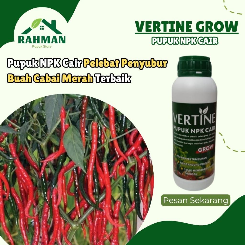 Vertine Grow 500ml pupuk cabe terbaik, pupuk pelebat cabe, pupuk penyubur cabe, pupuk pembesar cabe,