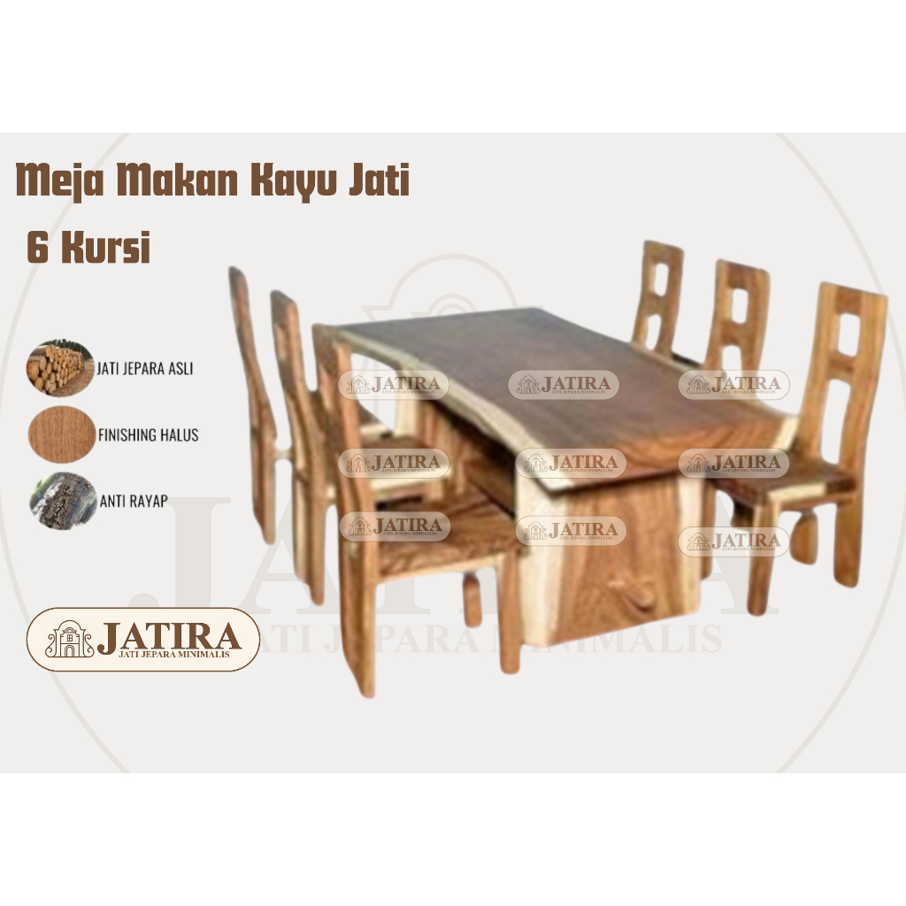 Set Meja Makan Jati 6 Kursi | Meja Makan Jati Jepara Murah Palembang