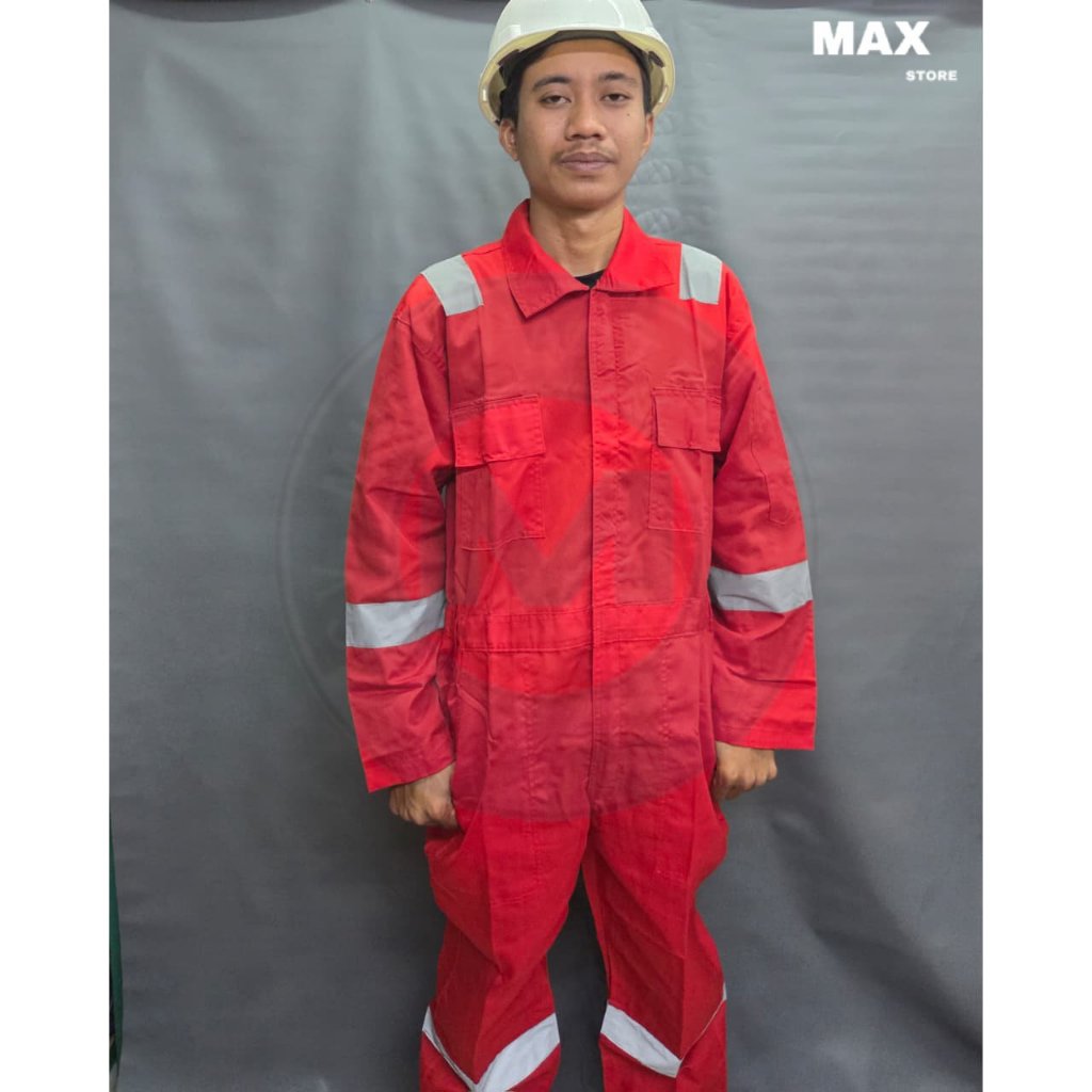 Wearpack Safety Merah / Baju Safety Proyek/Seragam Safety/Baju Safety Terusan /Wearpack Coverall