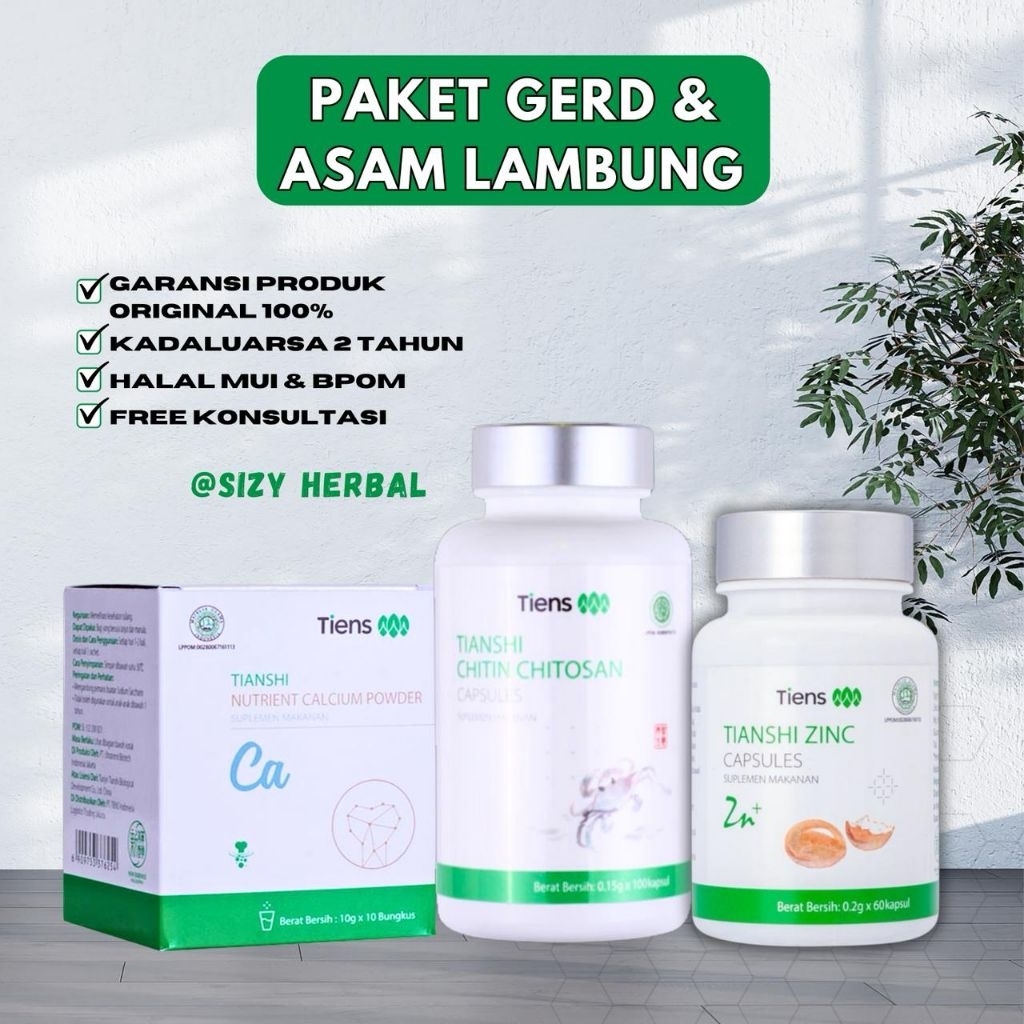 PAKET ASAM LAMBUNG NUTRISI ALAMI Chitin Chitosan + Tianshi Zinc + Nutrient Calcium Powder