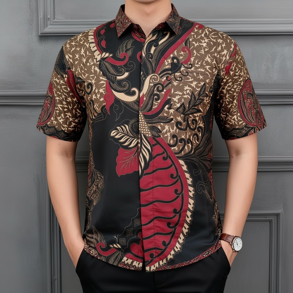 Raw And Denim Kemeja Batik Pria Lengan Pendek