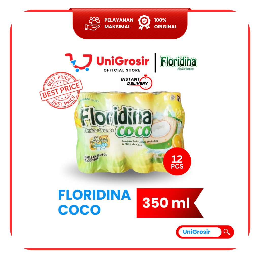 [UniGrosir]FLORIDINA ORANGE PULP COCO BITZ VIT C~ 350 ml x 12 pcs DUS