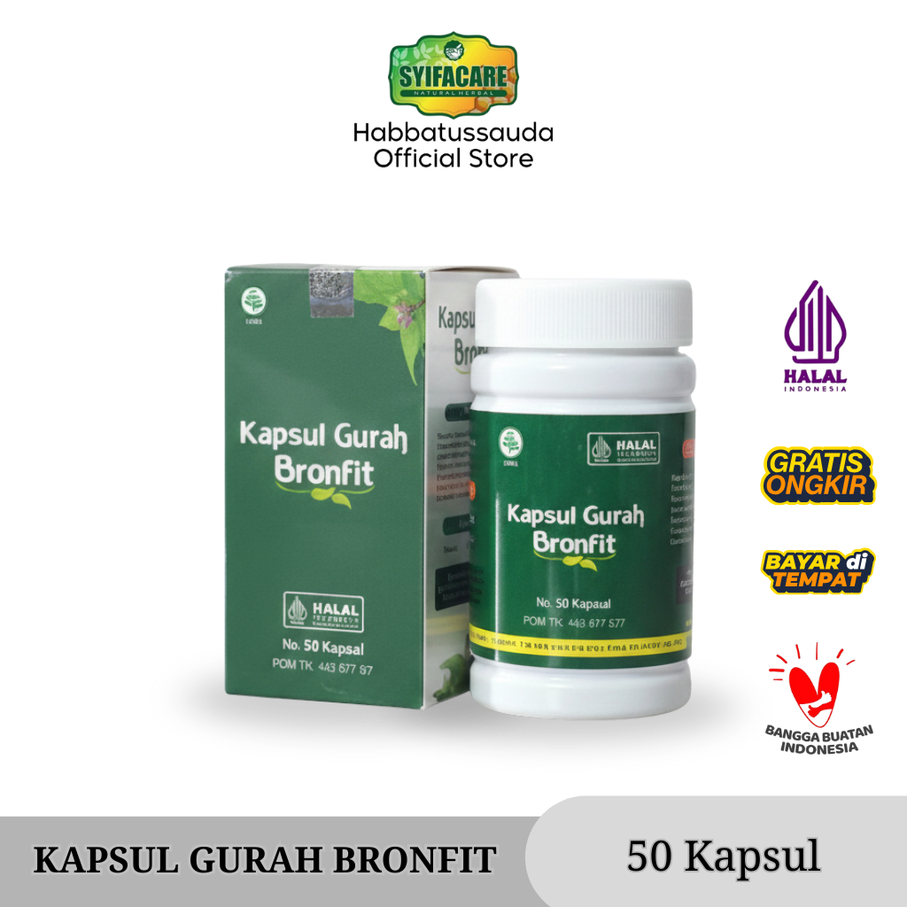 Kapsul Gurah Bronfit Naturafit 50 Kapsul BPOM Herbal Herbal Batuk, Dahak & Sesak