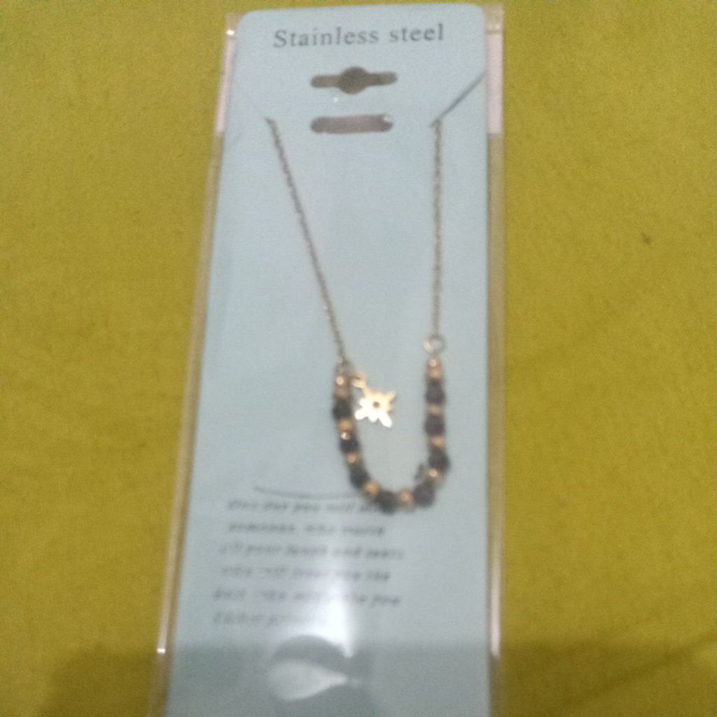 gelang titanium lapis emas 18k batu hitam