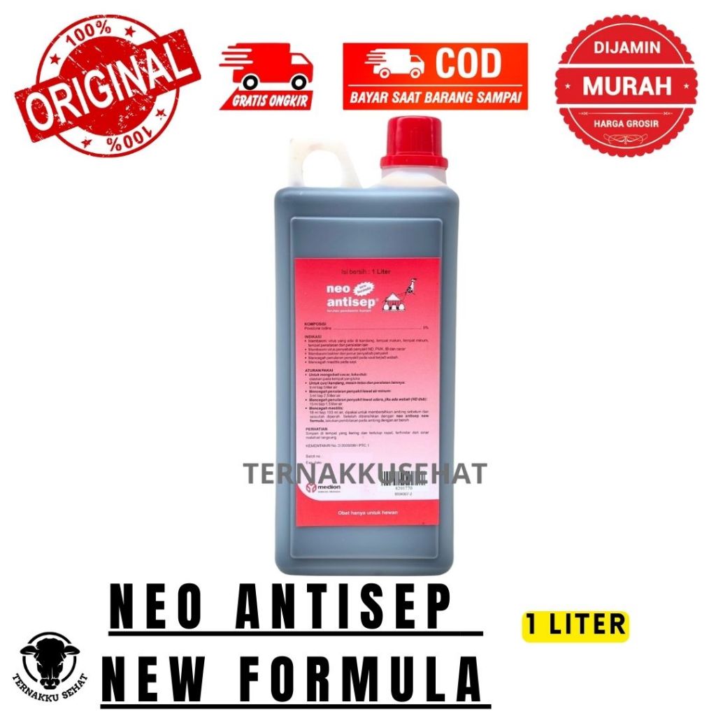 NEO ANTISEP NEW FORMULA 1 LITER - MEDION Disinfektan Iodine untuk Kandang dan Peralatan Peternakan