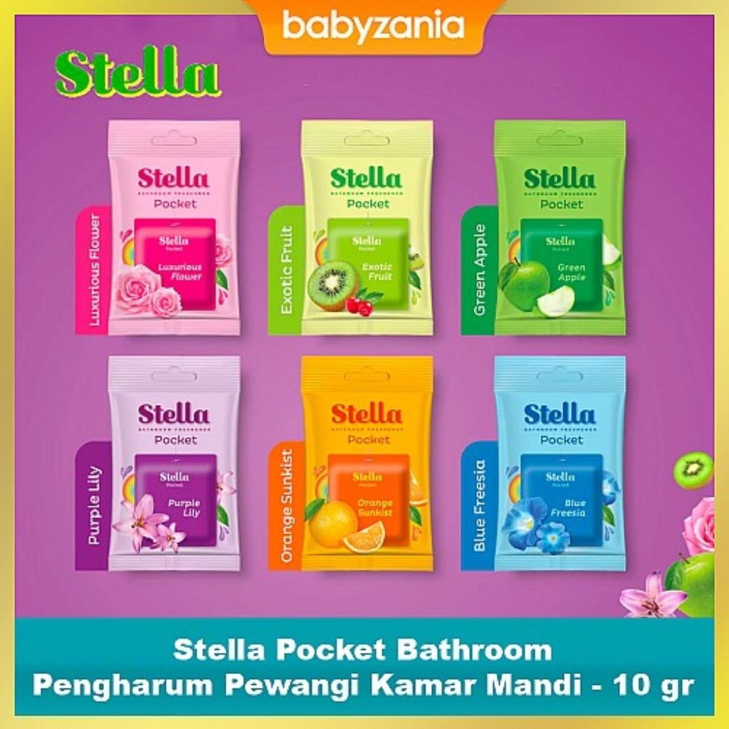 Stella Pocket Bathroom 10gr - Slim Gel Technology, Aroma Segar, Tahan Lama