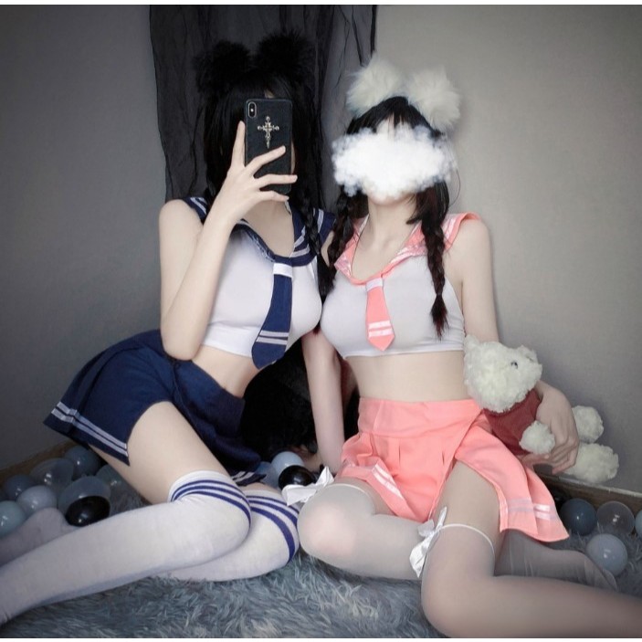 MISS LINJE Lingerie Cosplay Seragam Jepang Anime - Baju Kostum Unifom Sailor Atasan dan Rok Lipit Wa