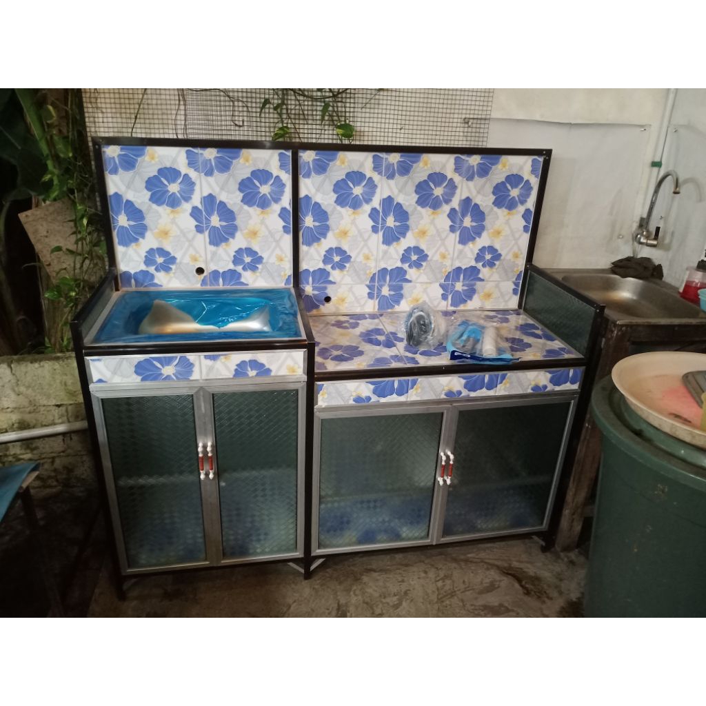 rak piring alumunium wastafel dan kompor