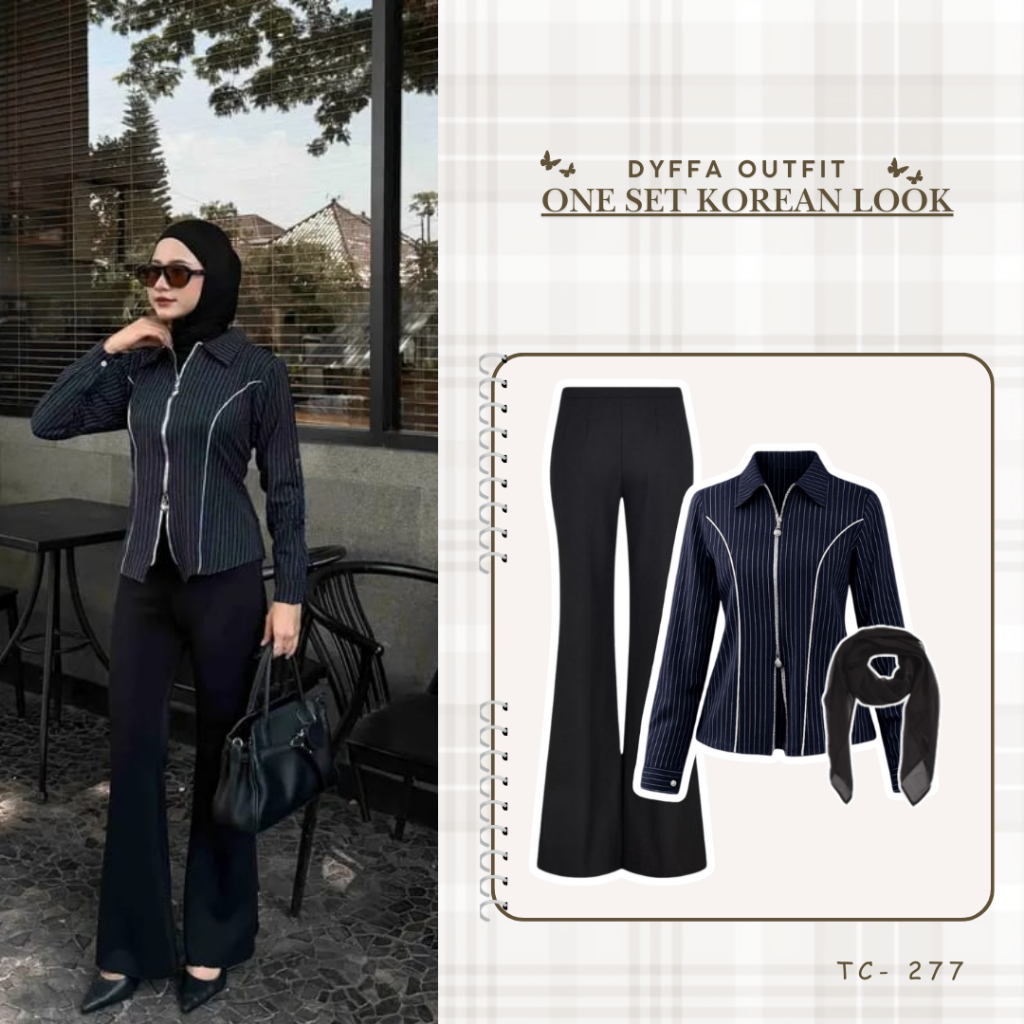 Setelan Remaja Kekinian ( Kemeja + Celana Cutbray + Hijab ) OOTD HIJAB SET TC-277