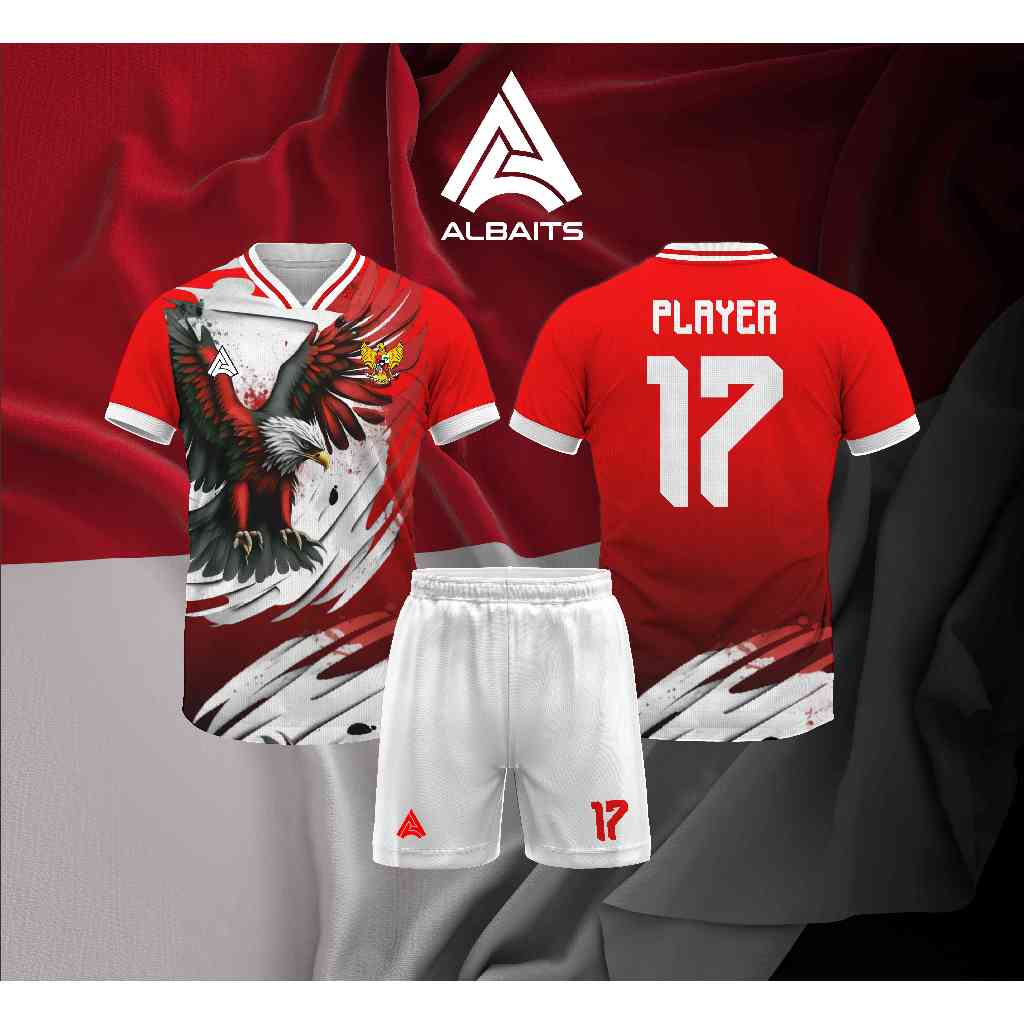 Jersey Futsal & Sepakbola ALBAAITS Merah Putih Garuda