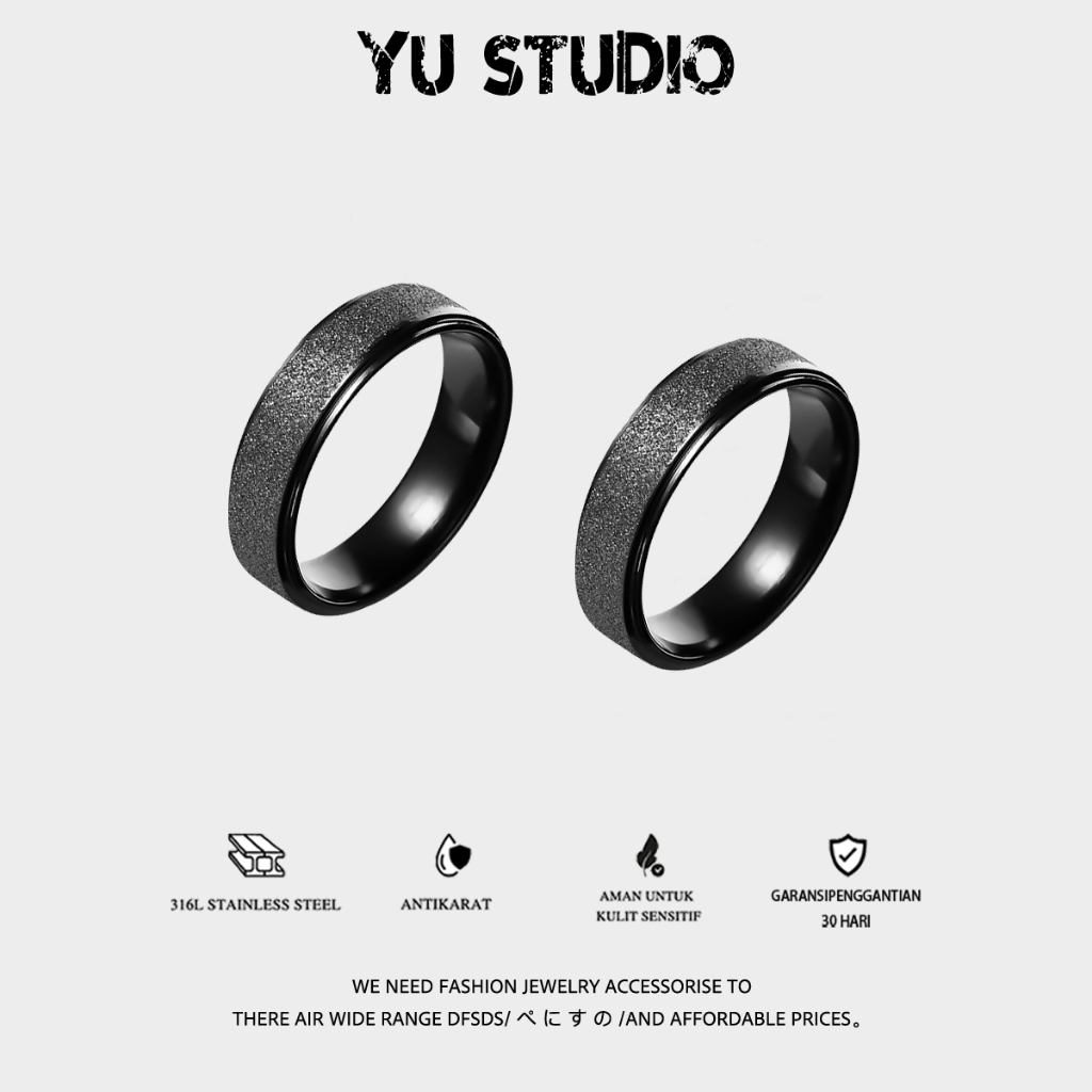YUSTUDIO-Cincin Titanium Kokoh dengan Permata Kecil - Desain Unisex yang Elegan