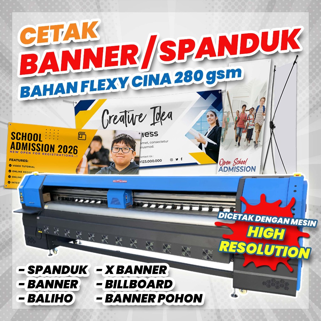 Banner Custom Bahan Flexy Cina - Banner Meteran Siap Cetak - CETAK BANNER / BALIGO / SPANDUK / BALIH
