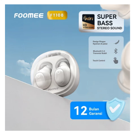 Foomee FT108 / Foomee FT128 Headset Bluetooth TWS , Handsfree Earphone Wireless TWS FT108/FT128
