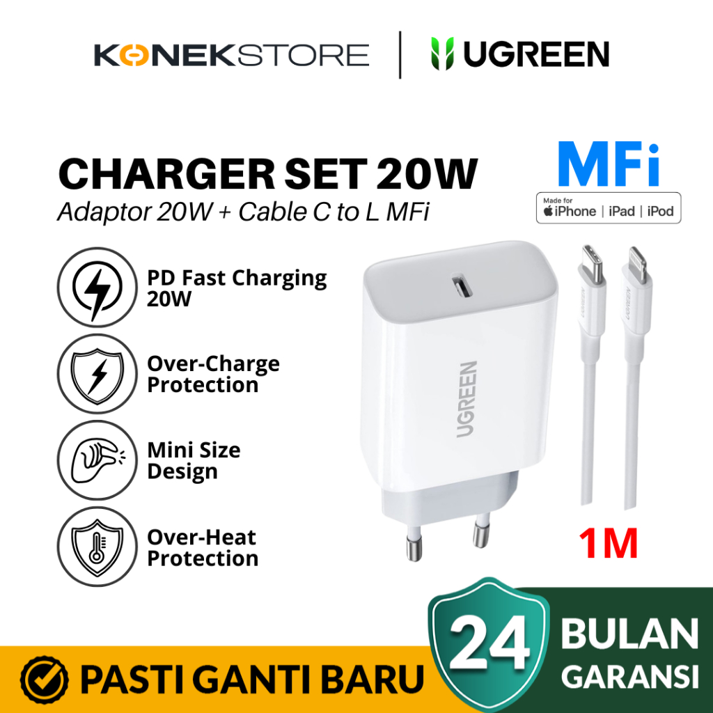 Ugreen Charger Iphone MFI Set PD 20W Fast Charging