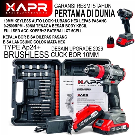 BOR BATERAI BRUSHLESS AP24+ DRIVER 10MM 2 BATERAI APR BOR TANGAN HARAPAN TEKNIK