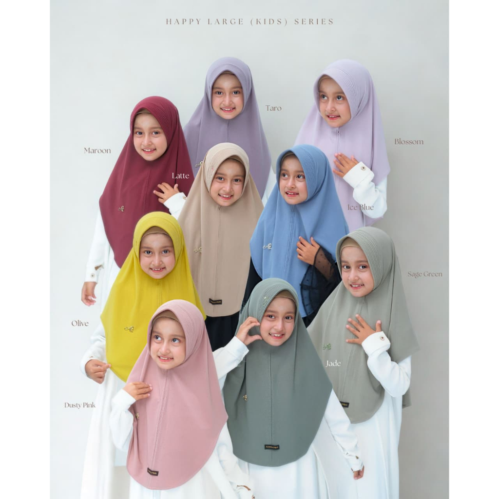 Azamka [NEW] - Bergo Happy Basic Large Series - Hijab Instan Oval Pad Couple Wangi Parfume Premium
