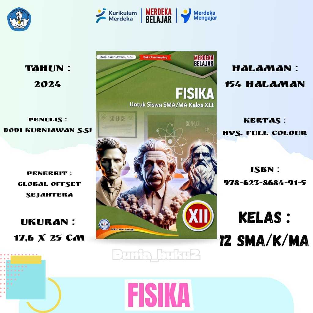BUKU SISWA FISIKA KELAS 12 KURIKULUM PENGGERAK-MERDEKA SMA/SMK/MA PENERBIT: GOS
