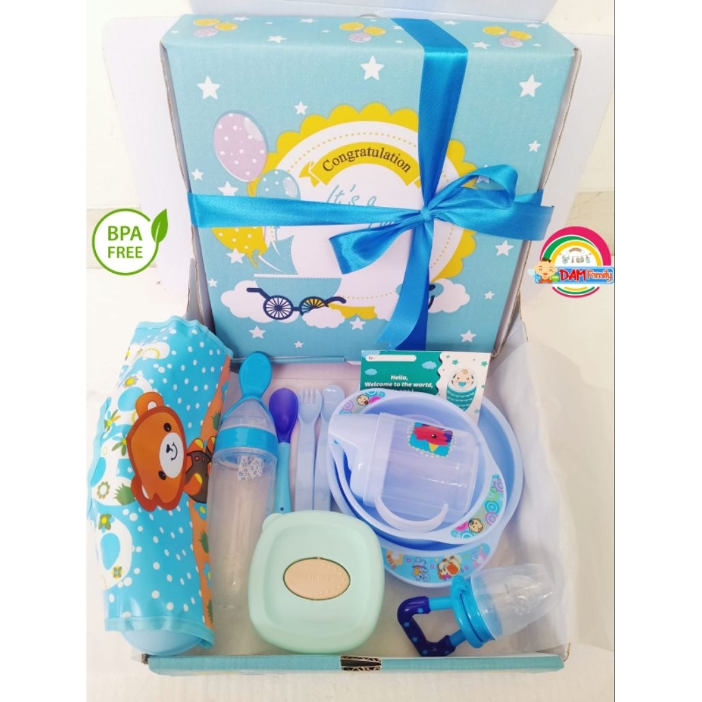 Hampers Bayi Kado Bayi Baru Lahir Paket MPASI Feeding Set Peralatan Makan Bayi Lengkap