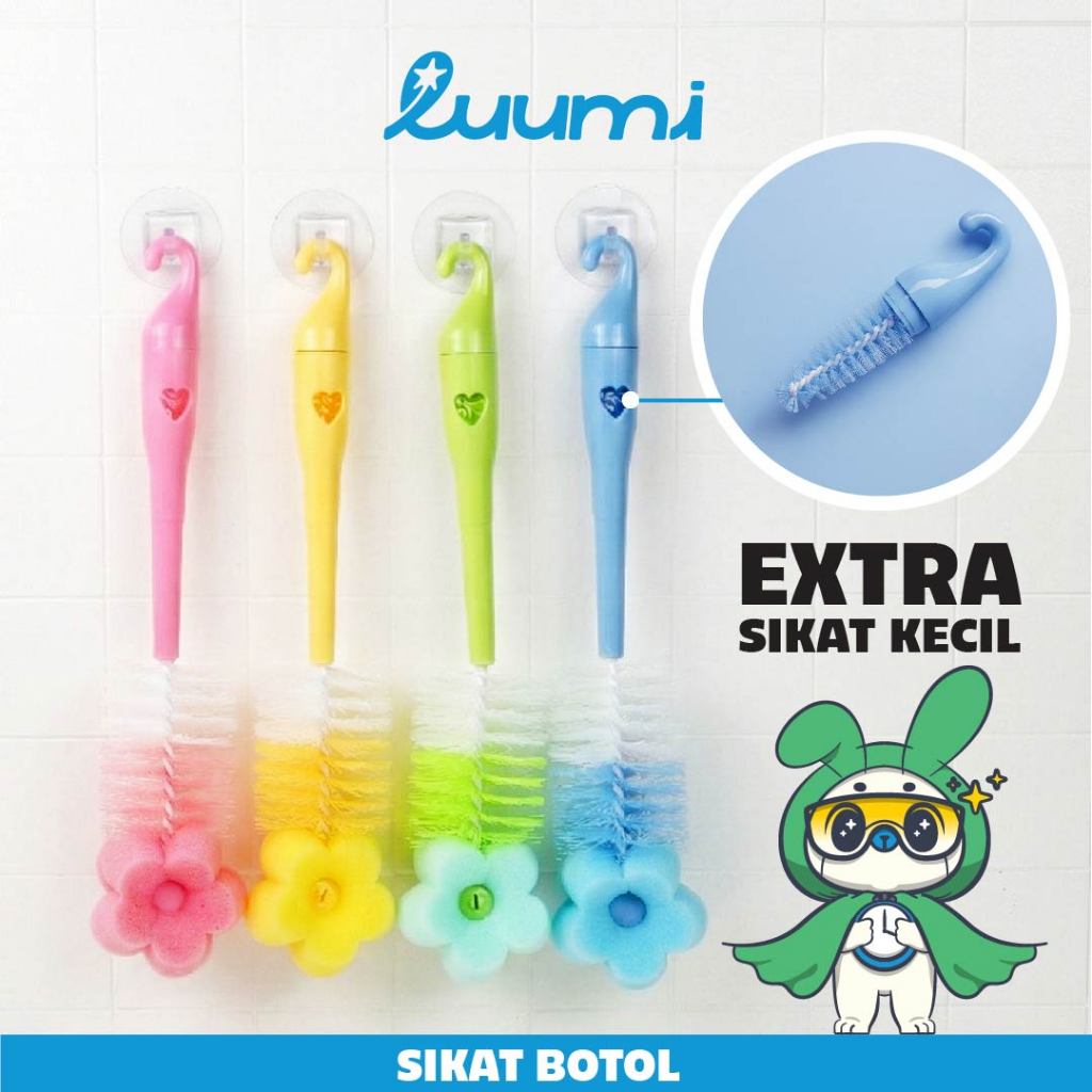 LUUMI Sikat Botol Bayi Botol Tumbler Botol Minum Panjang Busa Halus