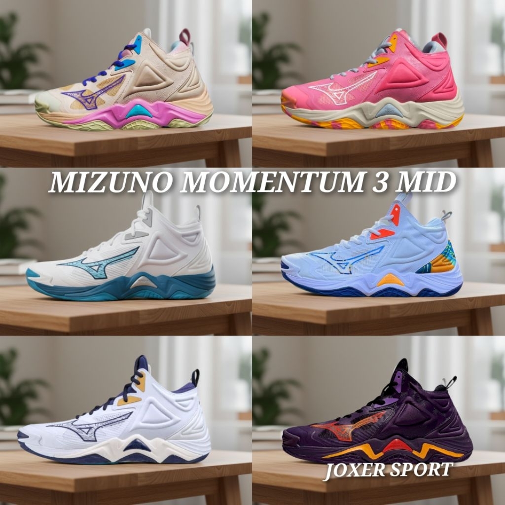 Sepatu Volly Mizuno Wave Momentum 3 Mid Wanita Sepatu Voli Cewe Sepatu Volly wanita Sepatu Olahraga 