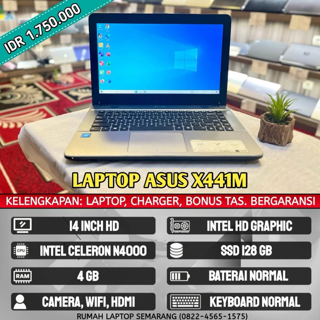 Laptop Asus X441M (second). Intel Celeron N4000. RAM 4 GB. SSD 128 GB