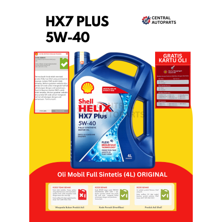 Oli Mesin Mobil Shell HX7 5W-40 (4L) - Oli Mesin Mobil Bensin & Diesel Turbo