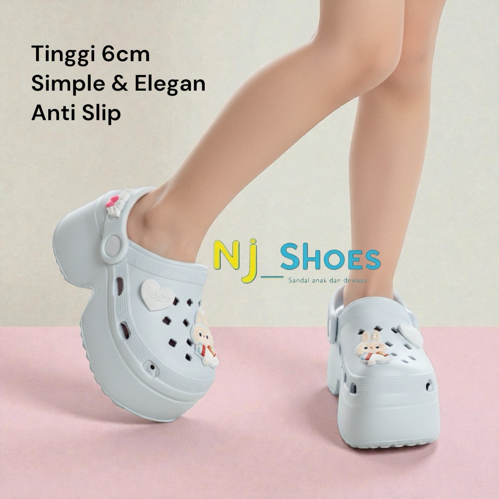 Sandal Wedges Baim Fuji Labubu Anak Perempuan Tebal Viral Kekinian Sendal Flatform Empuk Anak Cewe A