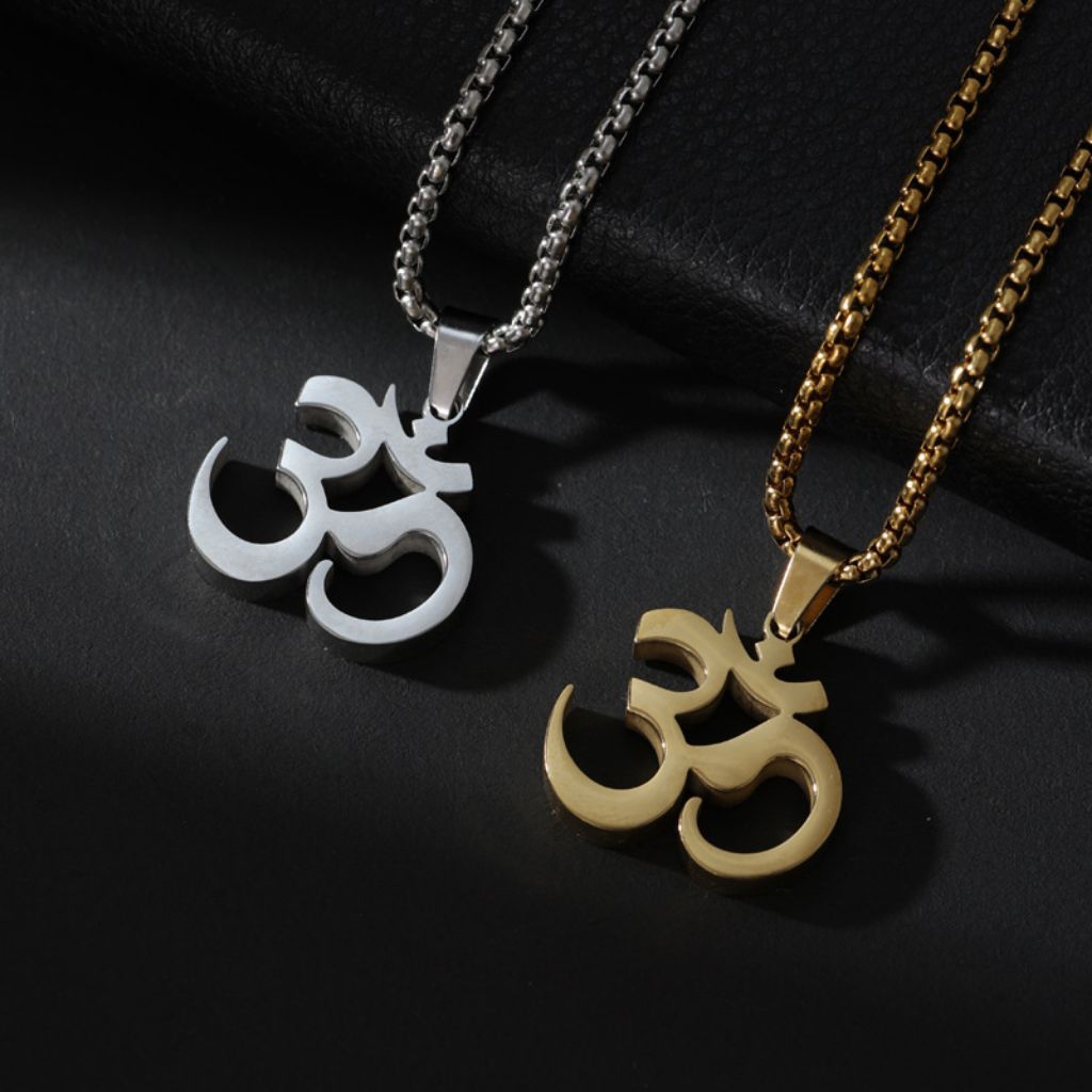 kalung titanium Hindu Omkara silver anti luntur anti karat