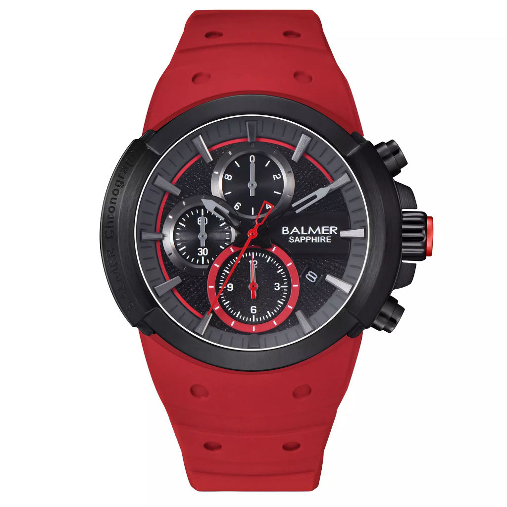 Jam Tangan Pria BALMER 8815 merah (BK-9)Strap SIlikon Kaca Sapphire