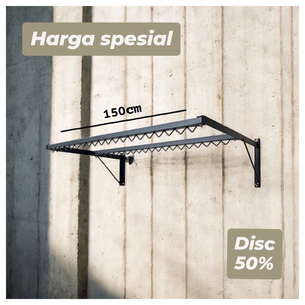 Jemuran lipat dinding minimalis panjang 150cm