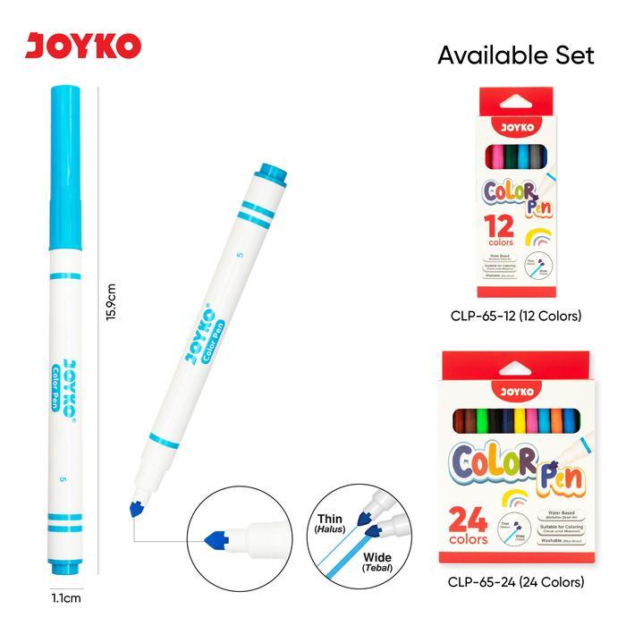 Washable Waterbased Color Pen 12~24 Warna Joyko CLP-065-12 CLP-065-24 Original (1 SET) / Pena Pen Wa