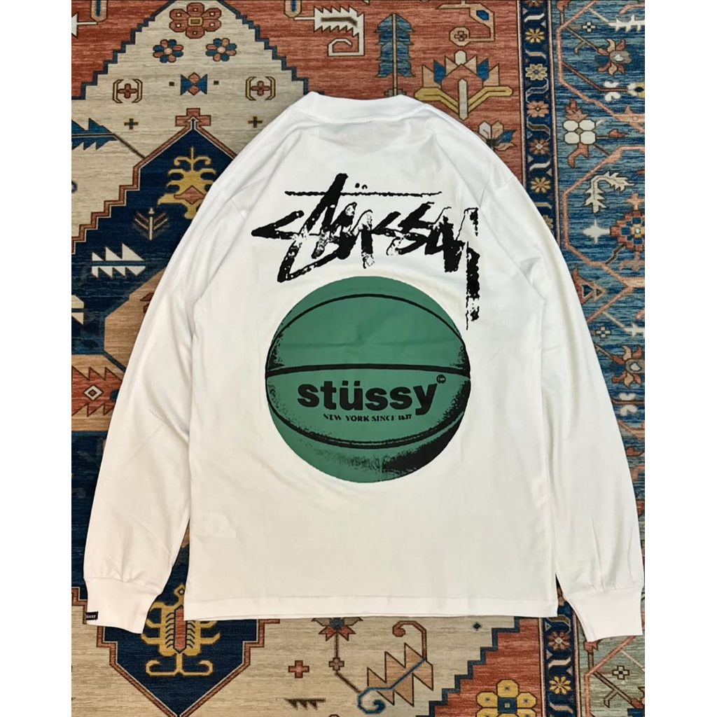 Kaos pria lengan panjang STUSSY BASKET LONGSLEEVE Tee Style – T-Shirt Outdoor Casual Long Sleeve Str