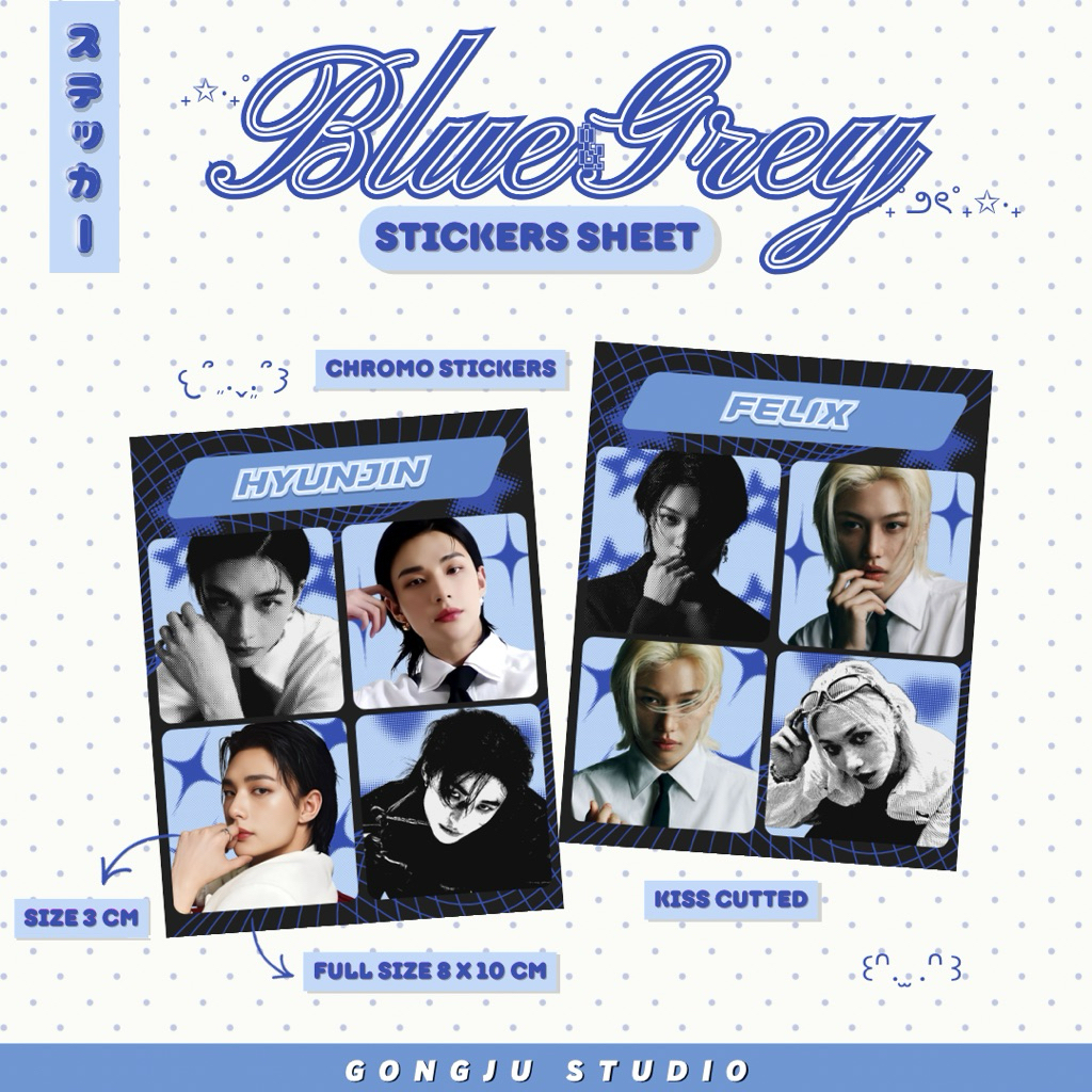 GONGJU STUDIO | STRAY KIDS SKZ BLUE AND GREY STICKERS STICKER SET