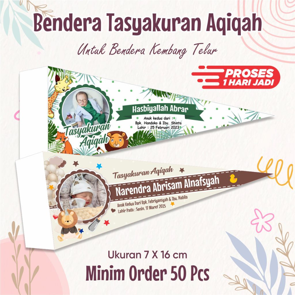Bendera Aqiqah / Bendera Tasyakuran Aqiqah / Bendera Kembang Telur Aqiqah