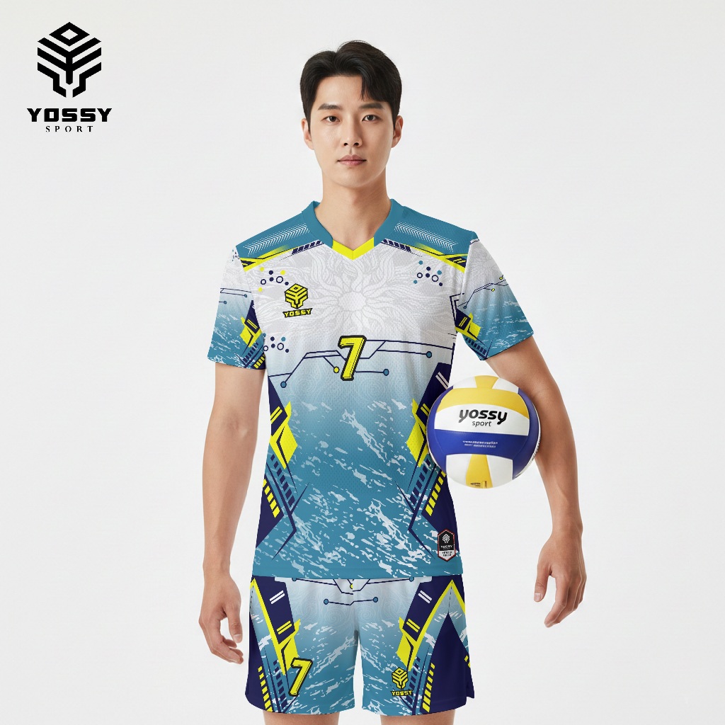 Baju Jersey Voli Premium Quality 2025 Gratis pasang nama dan nomor punggung VOLLY 0008 BLUE WHITE NA