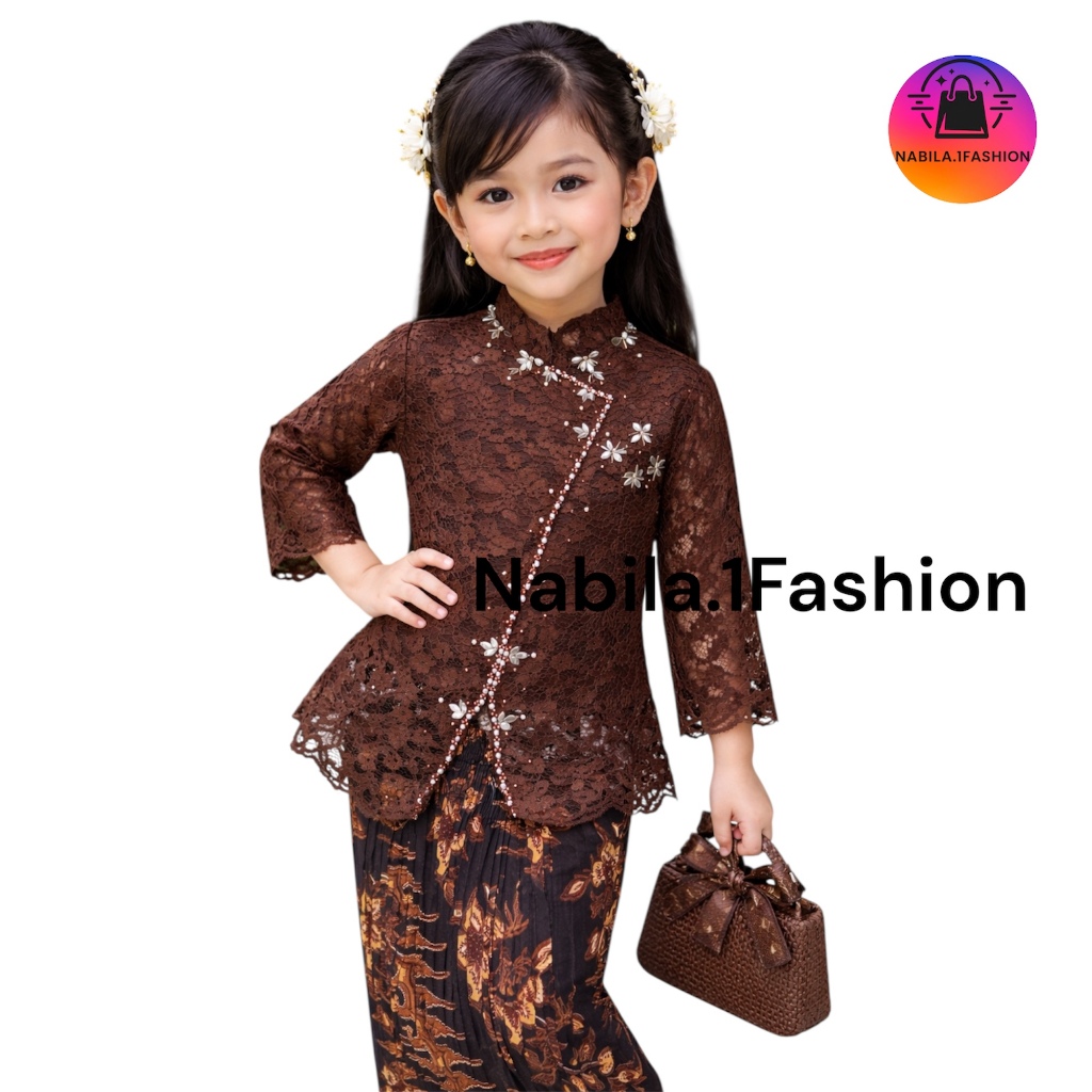 Kebaya Anak Perempuan Umur 5-12 Tahun Kebaya Janggan Payet Brokat Modern Kebaya Wisuda Kartini