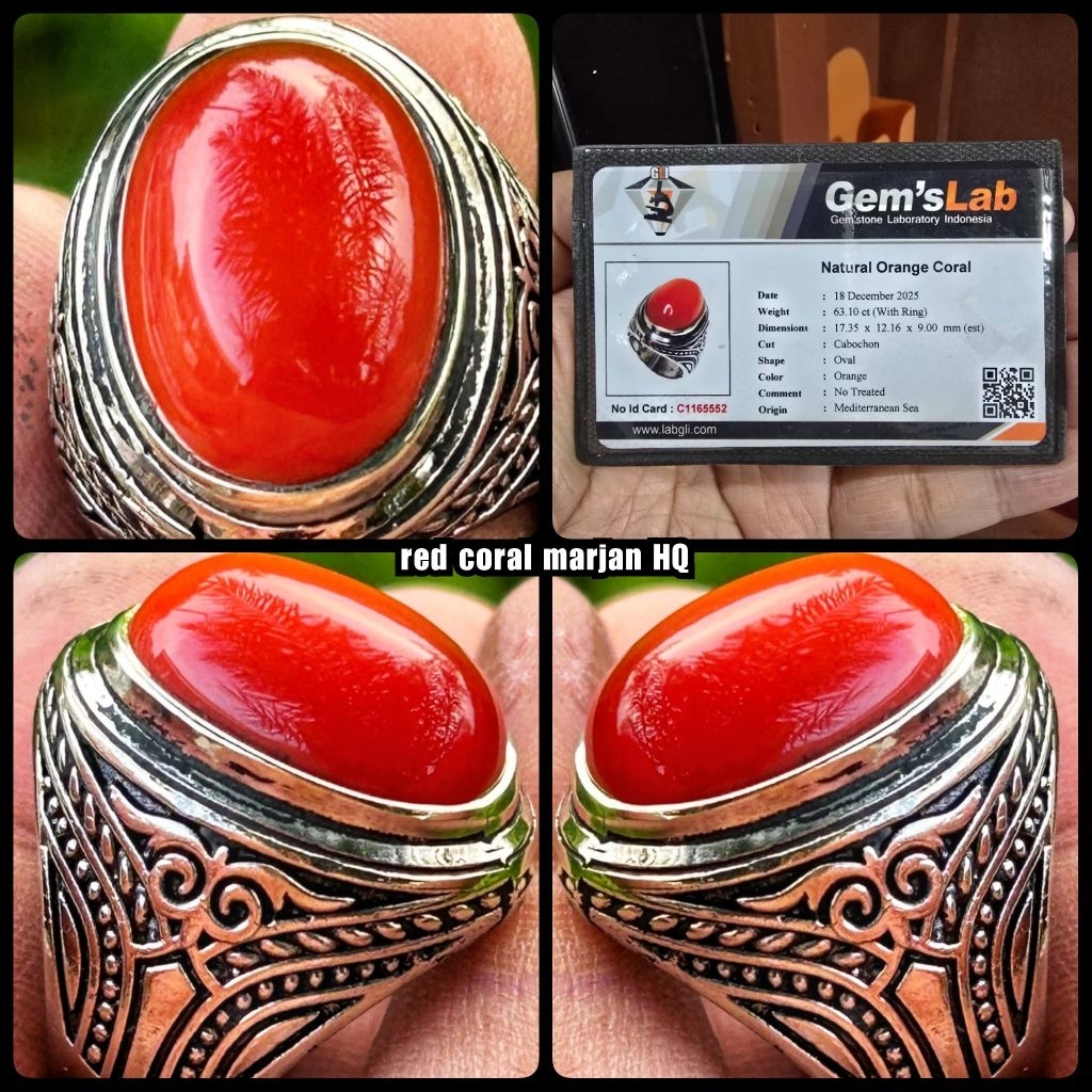 batu permata akik red marjan laut merah super full porslen