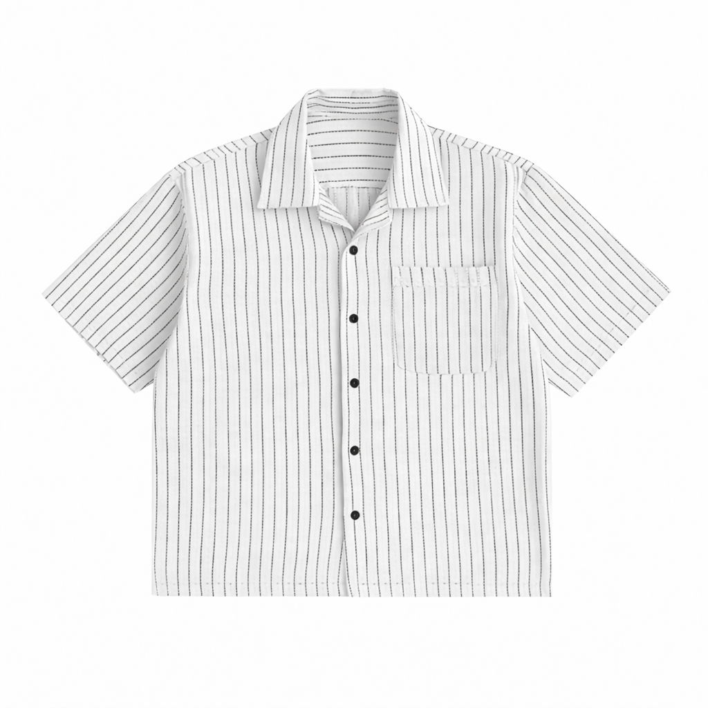 BTCHSE Kemeja STRIPE PUTIH POLOS Workshirt Salur Putih Skena Kalcer Pria & Wanita