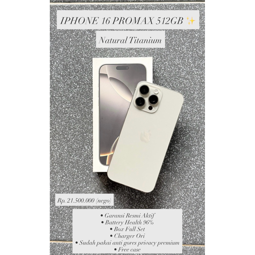 IPHONE 16 PROMAX SECOND NATURAL TITANIUM