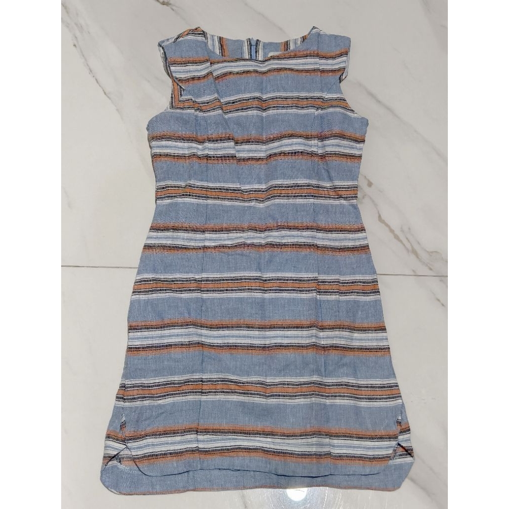 DRESS BIRU MUDA GARIS LD 86CM