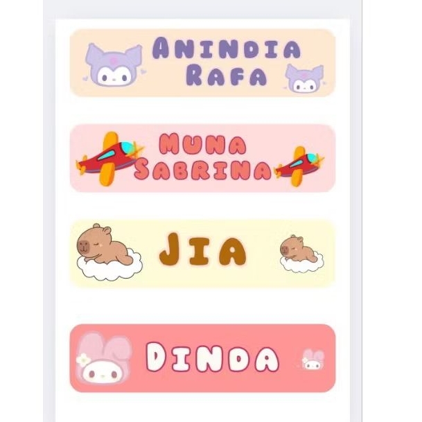 [1 SET ISI 24 PCS] Stiker nama• stiker nama buku• stiker nama lucu•stiker nama karakter•stiker label