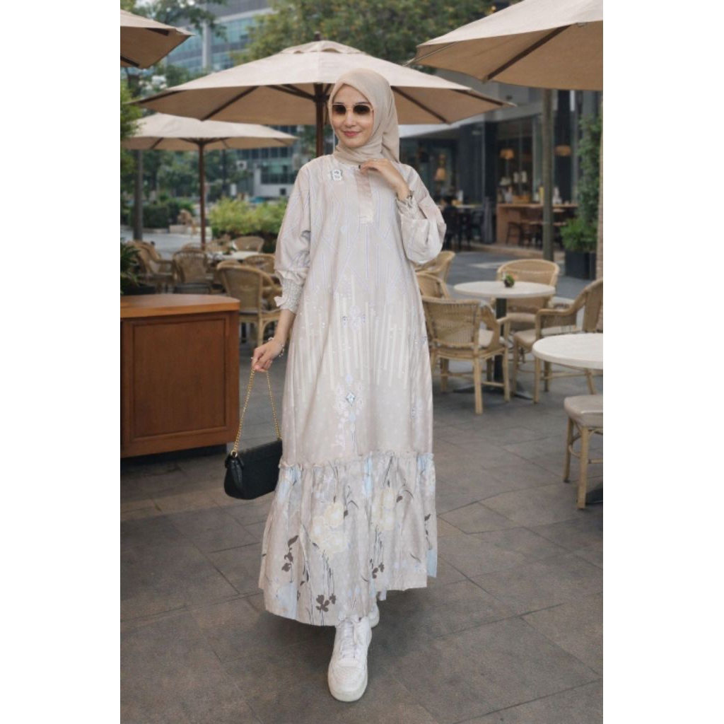 AYORA DRESS BAHAN ARMANI SILK LD 110 PANJANG 140 BUSUI FRENDLY DAN WUDHU FRENDLY