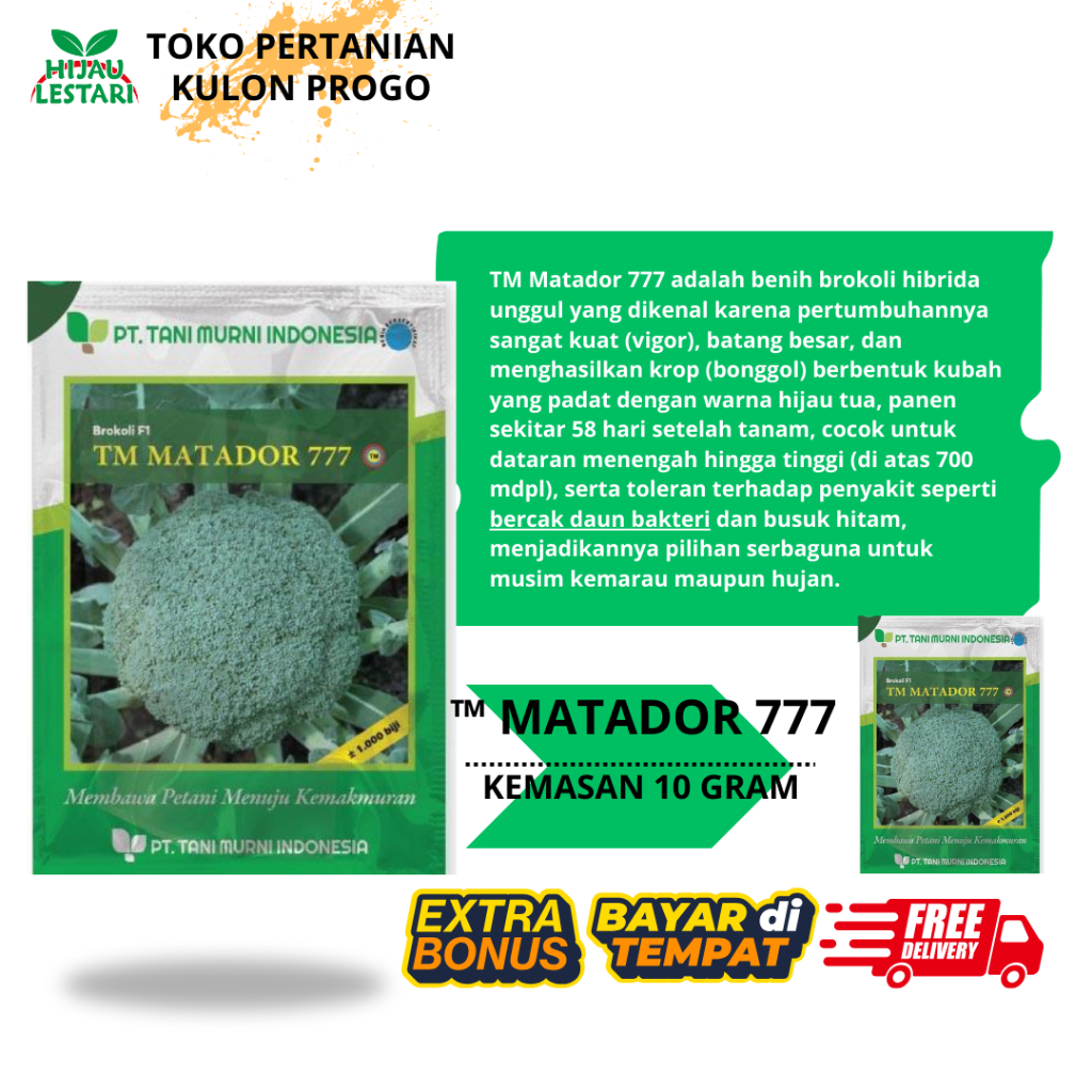 TM Matador 777 - isi -+1000 biji - Benih Brokoli F1 Unggul Hibrida  (bisa COD) - ORIGINAL Tani Murni