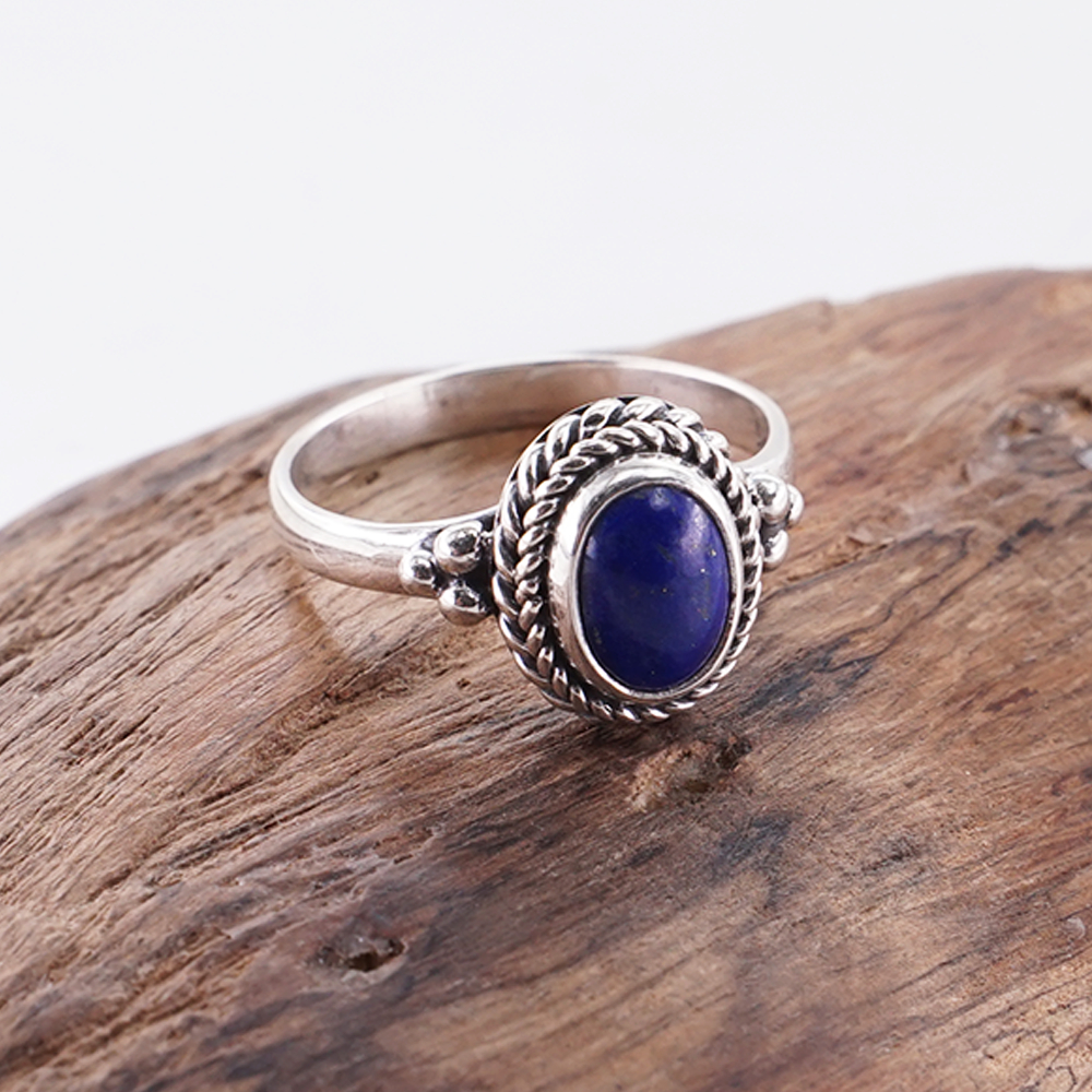 Cincin Perak Wanita Silver 925 Ring Tali Air Lapis Lazuli Alvina