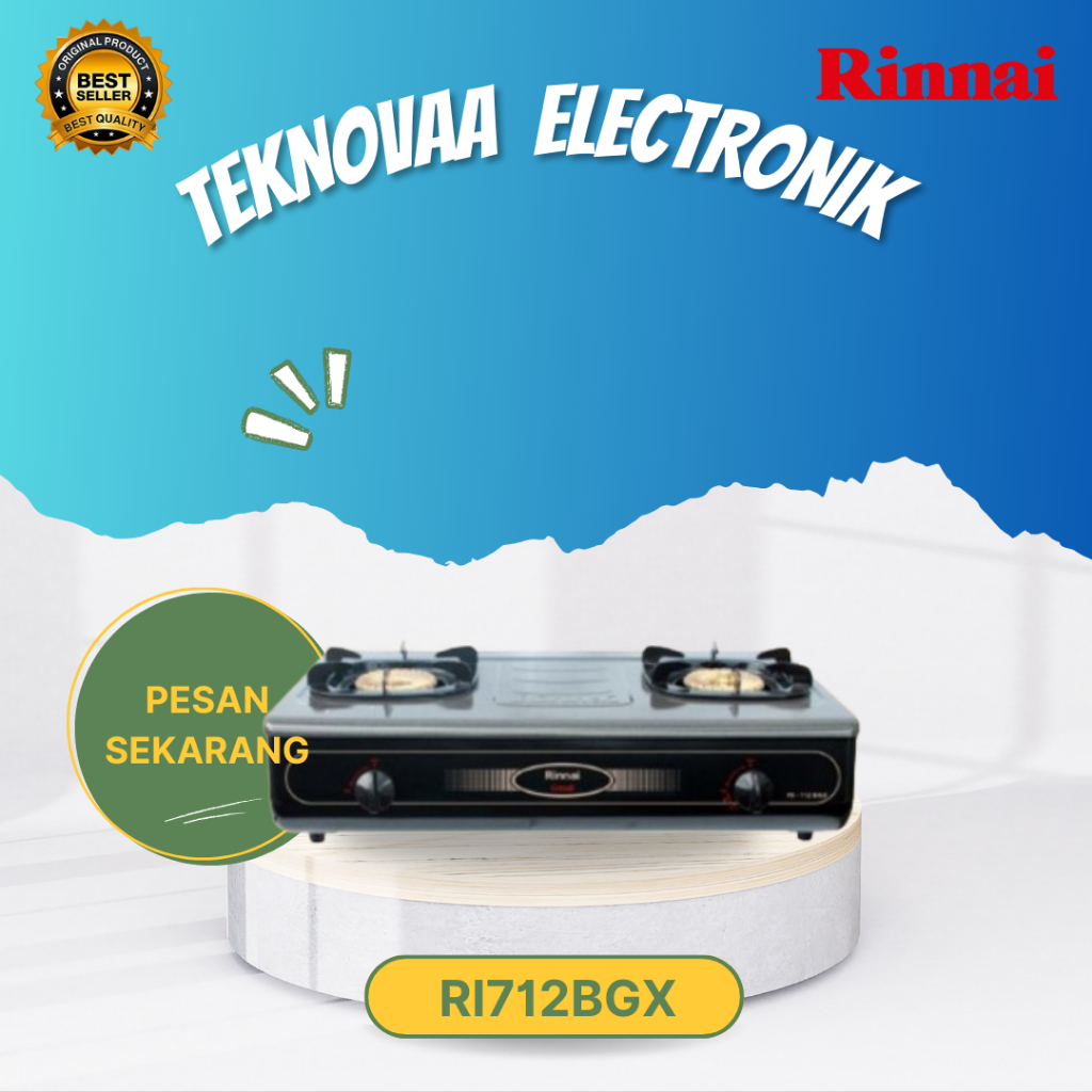 RINNAI KOMPOR GAS 2 TUNGKU RI 712BGX/RI712BGX/RI712 BGX/RI-712BGX/RI-712 BGX/ORIGINAL RINNAI/GARANSI
